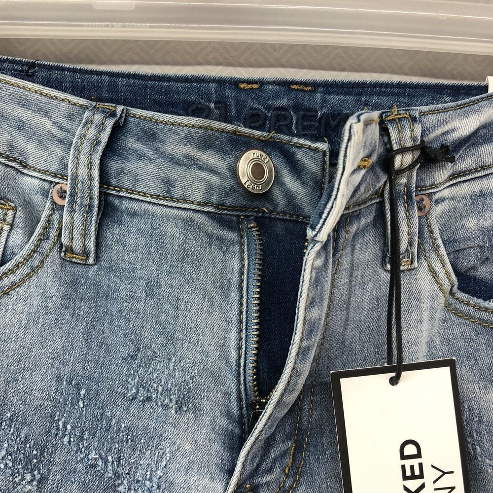 New Mens Rue21 Jean Size 32/36 (32/32) Premium Stacked Skinny Patch Distressed - Picture 3 of 12